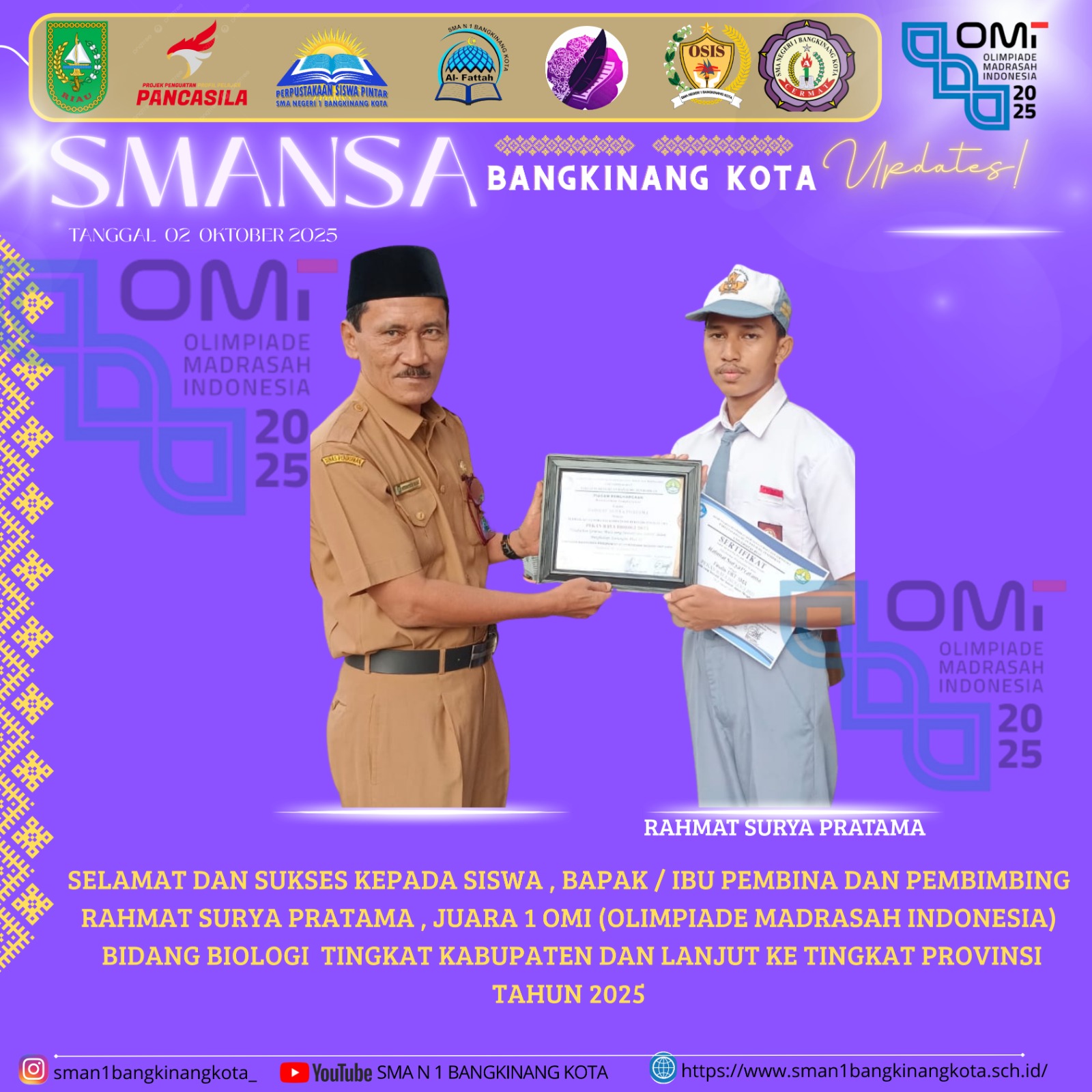 SMAN 1 Bangkinang Kota Tegaskan Dukungan Penuh untuk Siswa Berprestasi